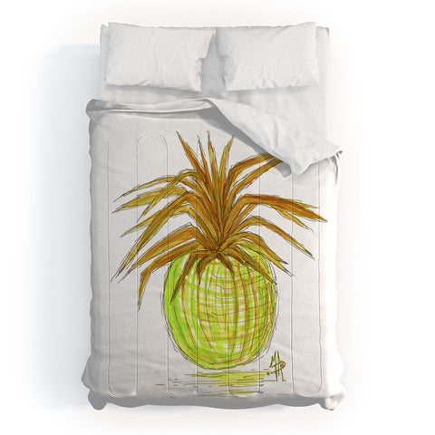 Madart Inc. Green and Gold Pineapple Comforter