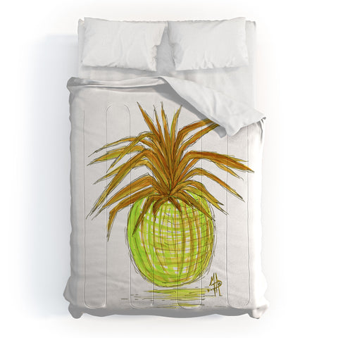 Madart Inc. Green and Gold Pineapple Comforter