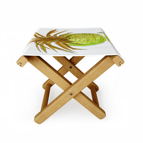 Madart Inc. Green and Gold Pineapple Folding Stool