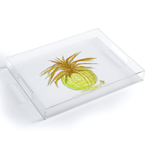Madart Inc. Green and Gold Pineapple Acrylic Tray