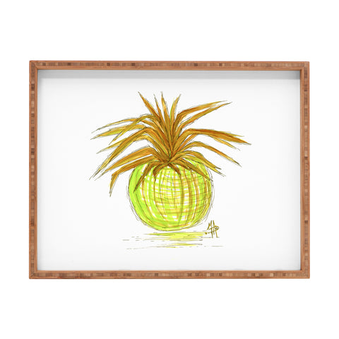 Madart Inc. Green and Gold Pineapple Rectangular Tray