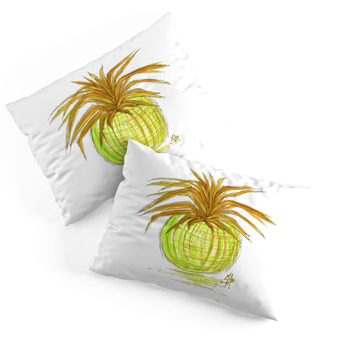 Madart Inc. Green and Gold Pineapple Pillow Shams