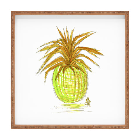 Madart Inc. Green and Gold Pineapple Square Tray
