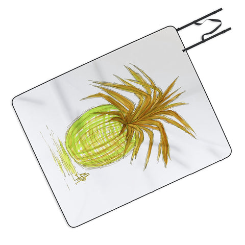Madart Inc. Green and Gold Pineapple Picnic Blanket