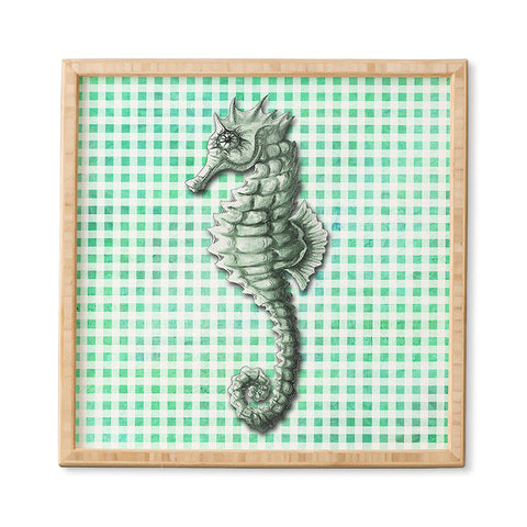 Madart Inc. Green Seahorse Gingham Pattern Framed Wall Art