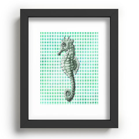 Madart Inc. Green Seahorse Gingham Pattern Recessed Framing Rectangle