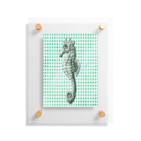 Madart Inc. Green Seahorse Gingham Pattern Floating Acrylic Print