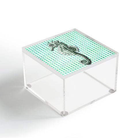 Madart Inc. Green Seahorse Gingham Pattern Acrylic Box