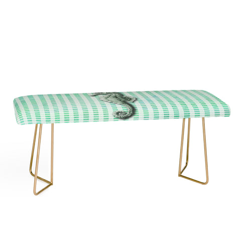 Madart Inc. Green Seahorse Gingham Pattern Bench