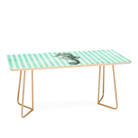 Madart Inc. Green Seahorse Gingham Pattern Coffee Table