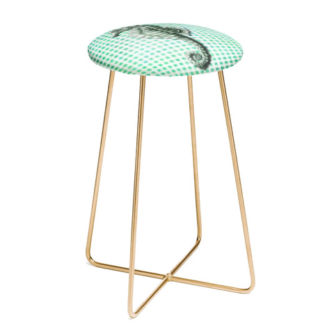 Madart Inc. Green Seahorse Gingham Pattern Counter Stool
