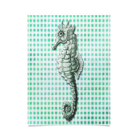 Madart Inc. Green Seahorse Gingham Pattern Poster