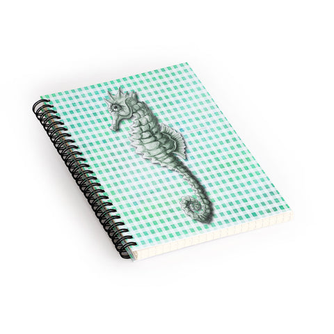 Madart Inc. Green Seahorse Gingham Pattern Spiral Notebook