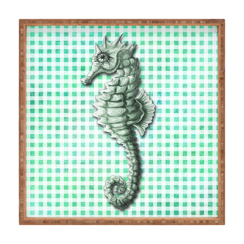 Madart Inc. Green Seahorse Gingham Pattern Square Tray