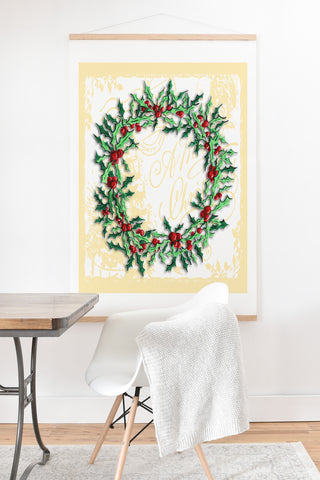 Madart Inc. Holly Wreath Art Print And Hanger