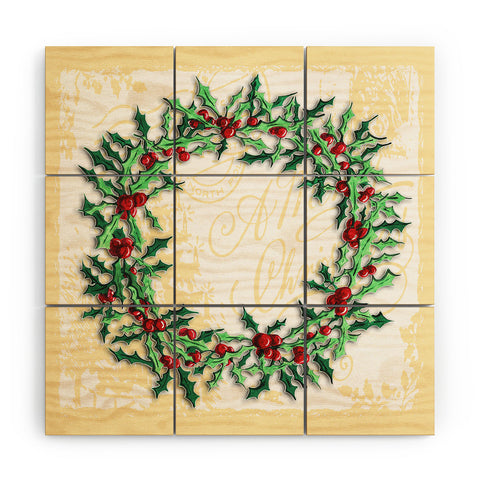Madart Inc. Holly Wreath Wood Wall Mural