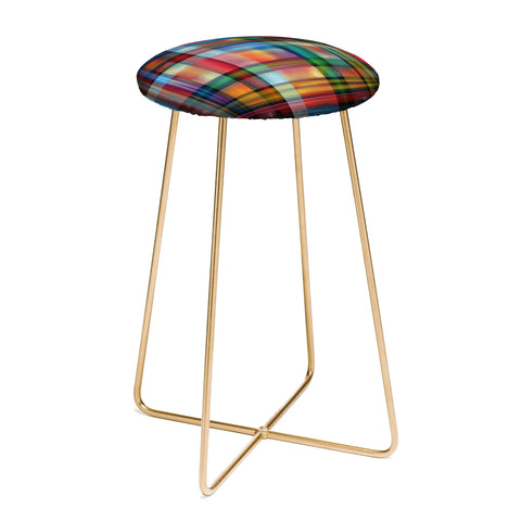 Madart Inc. Multi Abstracts Plaid Counter Stool