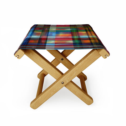 Madart Inc. Multi Abstracts Plaid Folding Stool