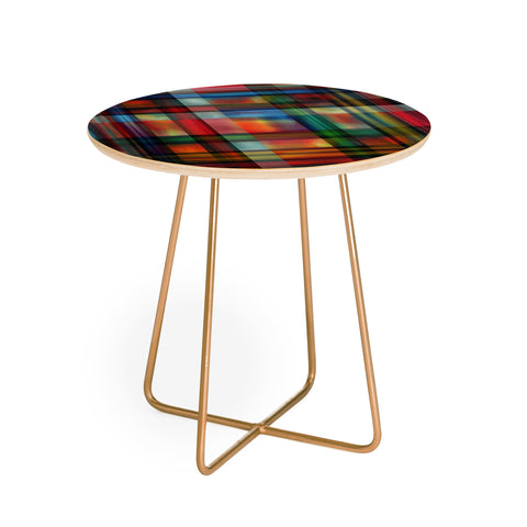 Madart Inc. Multi Abstracts Plaid Round Side Table