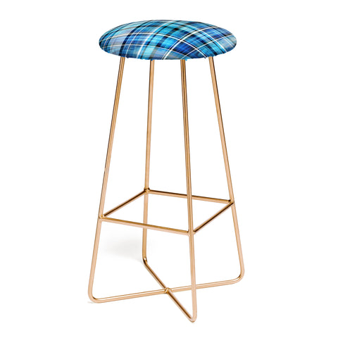 Madart Inc. Multi Blues Plaid Bar Stool