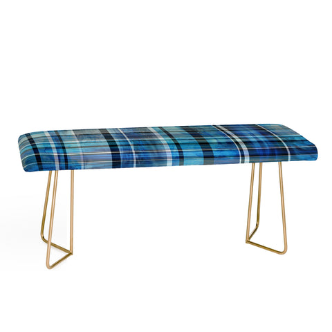 Madart Inc. Multi Blues Plaid Bench