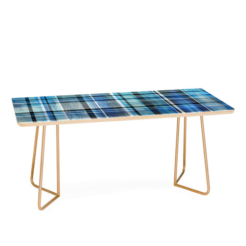 Madart Inc. Multi Blues Plaid Coffee Table