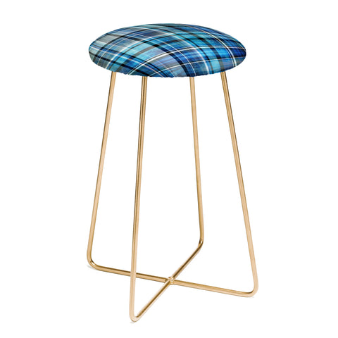 Madart Inc. Multi Blues Plaid Counter Stool
