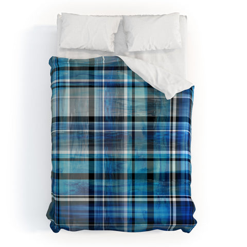 Madart Inc. Multi Blues Plaid Duvet Cover