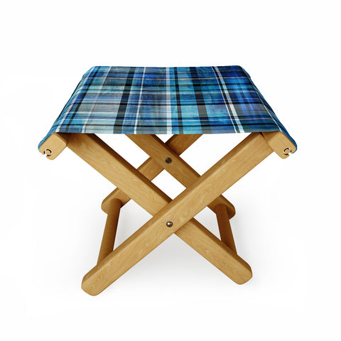Madart Inc. Multi Blues Plaid Folding Stool