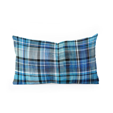 Madart Inc. Multi Blues Plaid Oblong Throw Pillow