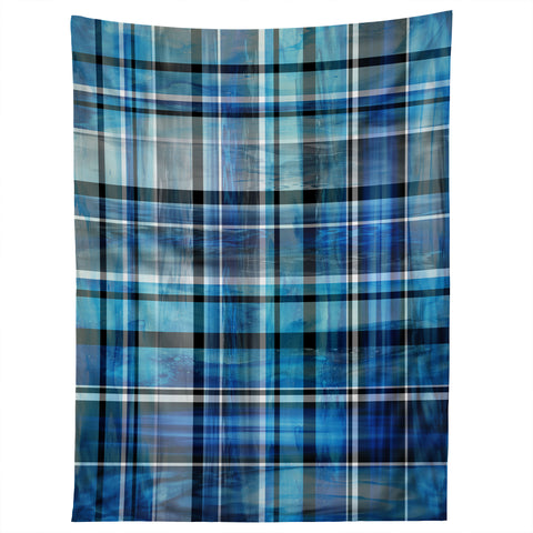 Madart Inc. Multi Blues Plaid Tapestry