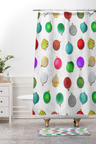 Madart Inc. Multi Ornaments Design Shower Curtain And Mat