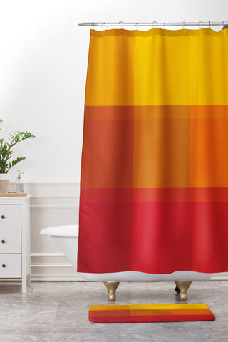 Madart Inc. Orange Sorbet Shower Curtain And Mat