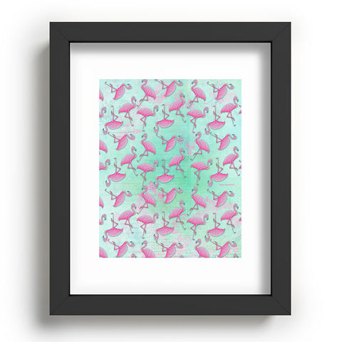 Madart Inc. Pink and Aqua Flamingos Recessed Framing Rectangle