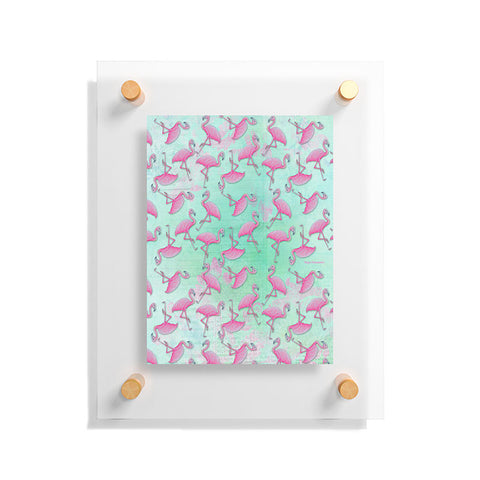 Madart Inc. Pink and Aqua Flamingos Floating Acrylic Print