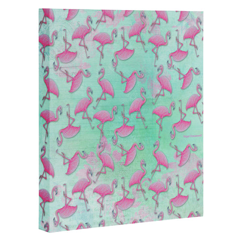 Madart Inc. Pink and Aqua Flamingos Art Canvas
