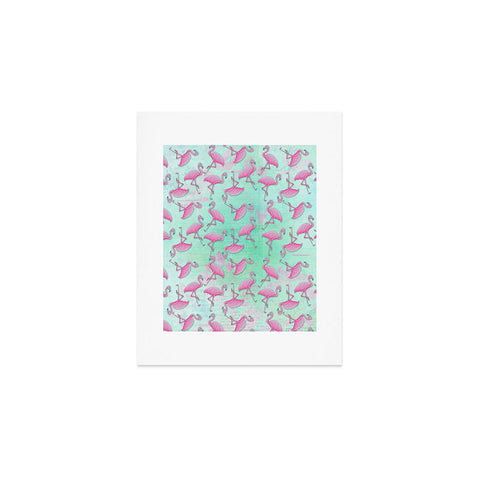 Madart Inc. Pink and Aqua Flamingos Art Print
