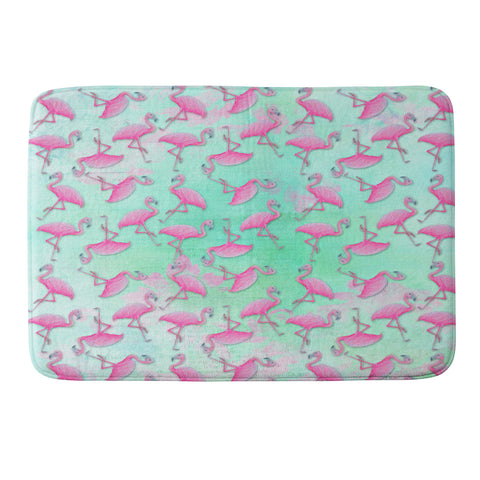 Madart Inc. Pink and Aqua Flamingos Memory Foam Bath Mat