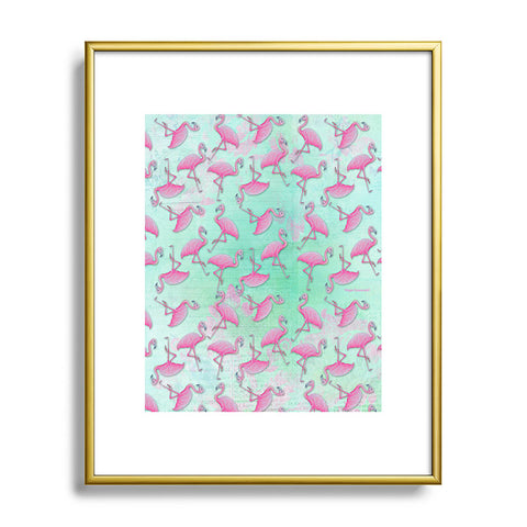 Madart Inc. Pink and Aqua Flamingos Metal Framed Art Print