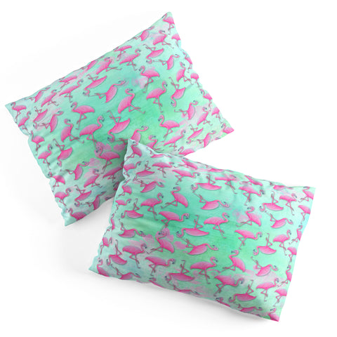 Madart Inc. Pink and Aqua Flamingos Pillow Shams