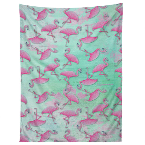 Madart Inc. Pink and Aqua Flamingos Tapestry