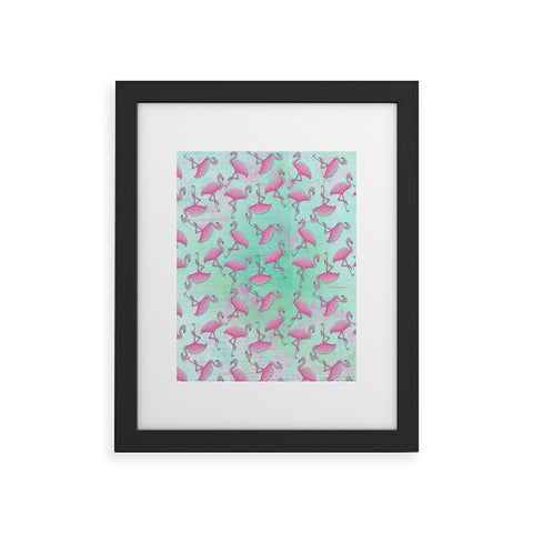 Madart Inc. Pink and Aqua Flamingos Framed Art Print