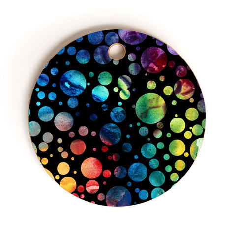 Madart Inc. Polka Dots Black Cutting Board Round