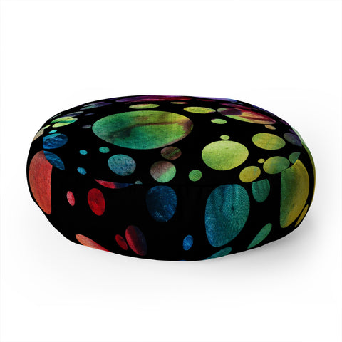Madart Inc. Polka Dots Black Floor Pillow Round