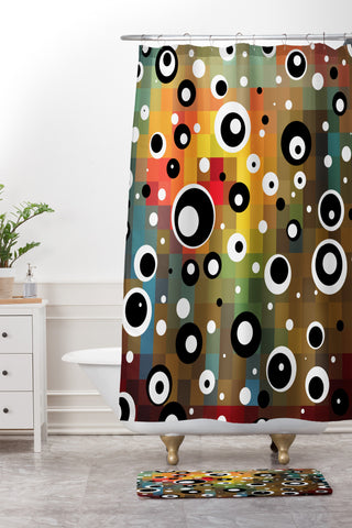 Madart Inc. Polka Dots Glorious Colors Shower Curtain And Mat