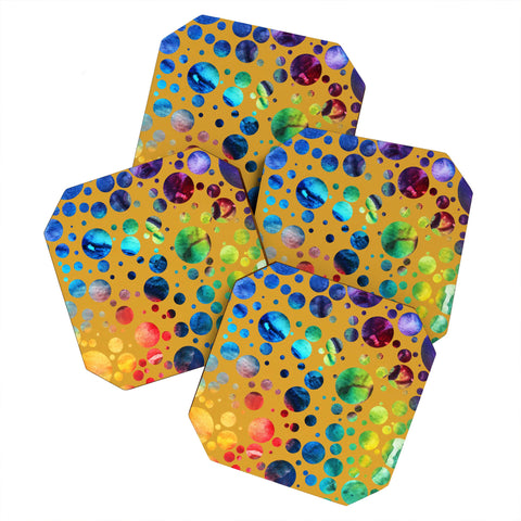 Madart Inc. Polka Dots Gold Coaster Set
