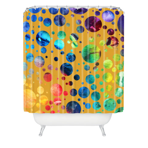 Madart Inc. Polka Dots Gold Shower Curtain