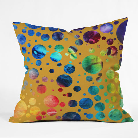 Madart Inc. Polka Dots Gold Outdoor Throw Pillow