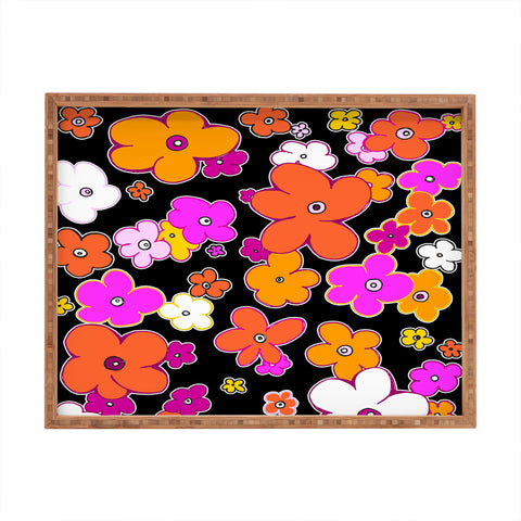 Madart Inc. Puffy Flower Orange Pink Rectangular Tray