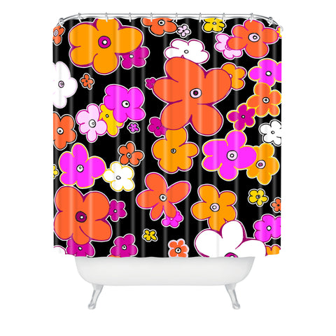 Madart Inc. Puffy Flower Orange Pink Shower Curtain